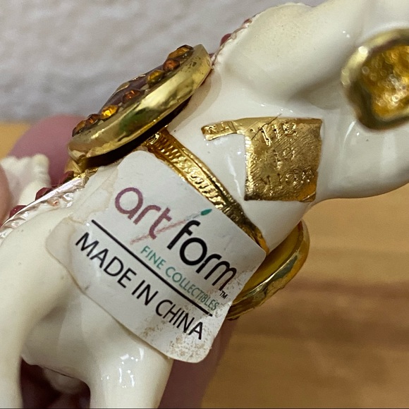 Objet d Art Form Work of Art White Horse Rhinestone Enamel Trinket Box - Picture 12 of 12